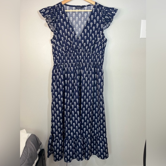 Vineyard Vines Dresses & Skirts - Vineyard Vines Navy Lobster Print Cotton Flutter Sleeve Maxi Dress Women’s Large